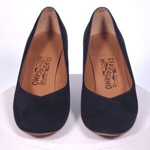 Salvatore Ferragamo Black Suede Pumps